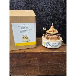 Wooderful Life Happy Birthday Doggy Party Cake Wood Music Box New With Box